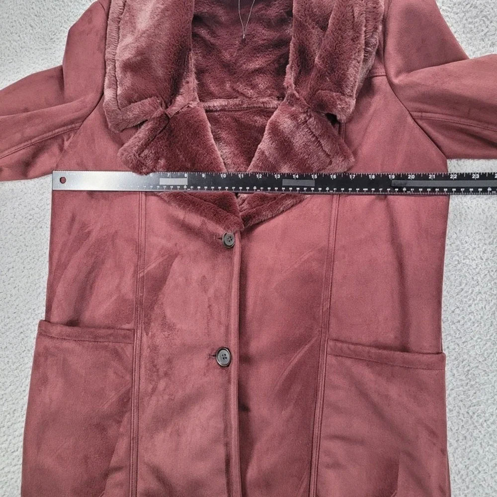 BANANA‎ Republic Factory Size MEDIUM TALL Bordeaux Faux Shearling Coat